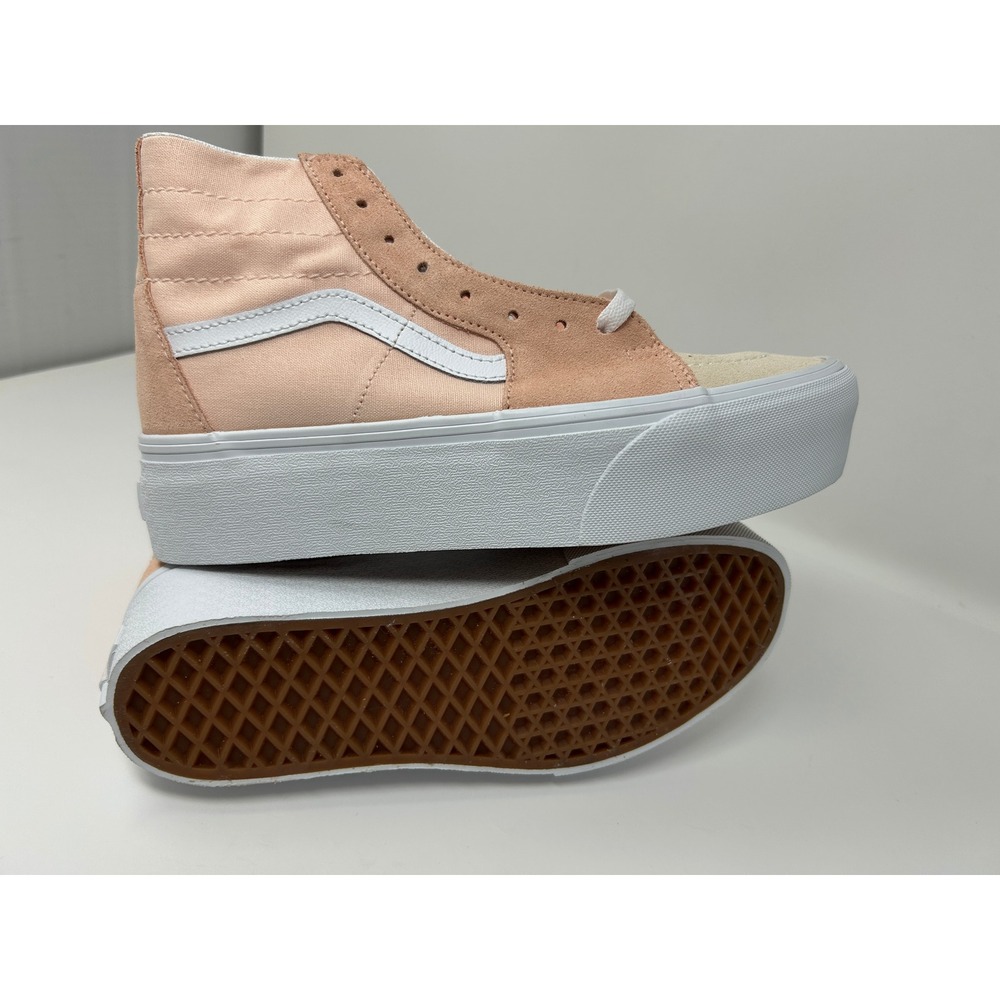 Vans Sk8-Hi Platform 2.0 Peach High Top Sneakers Womens 8.5 Suede Canvas Shoes - Picture 7 of 9